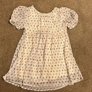 Zara kids, Ecru, lace trim shiny print dress, size 2-3 years